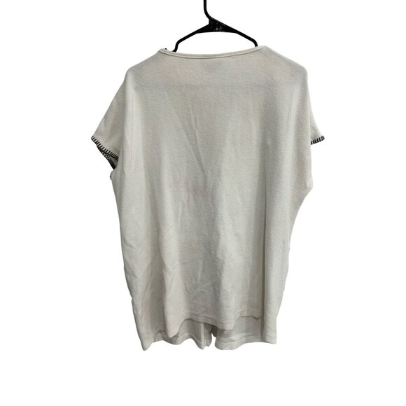 Relaxed Concepts White Button Front Cardigan Sweater Pockets Contrast Trim Sz M - Picture 2 of 10